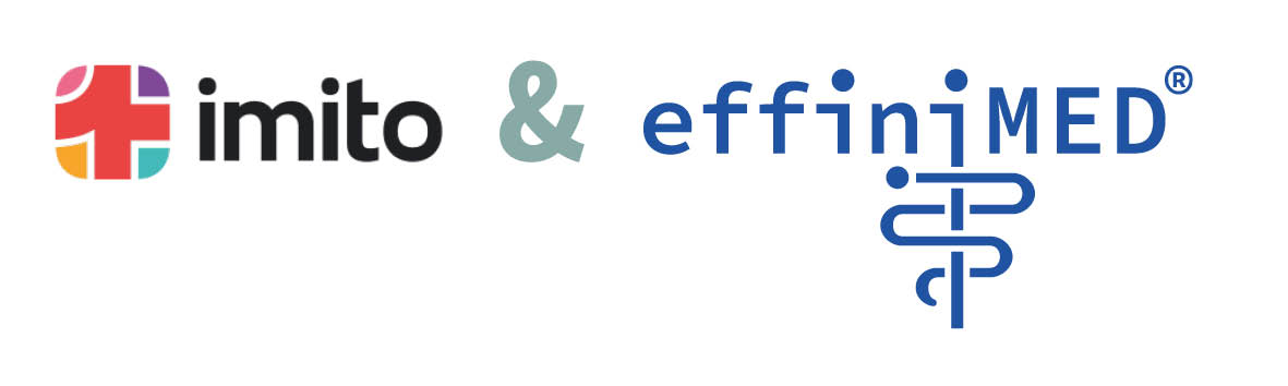 Logo pair showing the Imito and EffiniMED brands side by side, indicating a collaboration or partnership between the two companies.